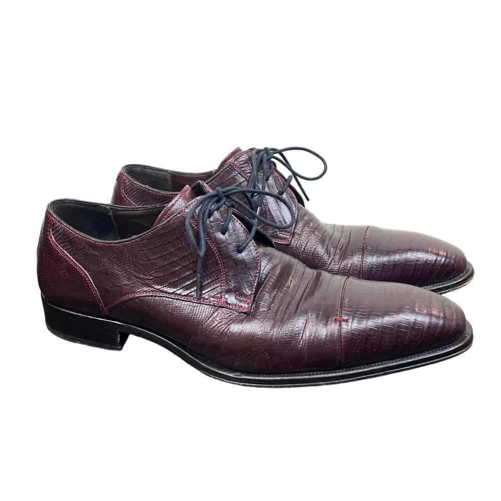 Mezlan Valdez Genuine Lizard Cap Toe Derby Oxford Dress Shoes Men's 8M